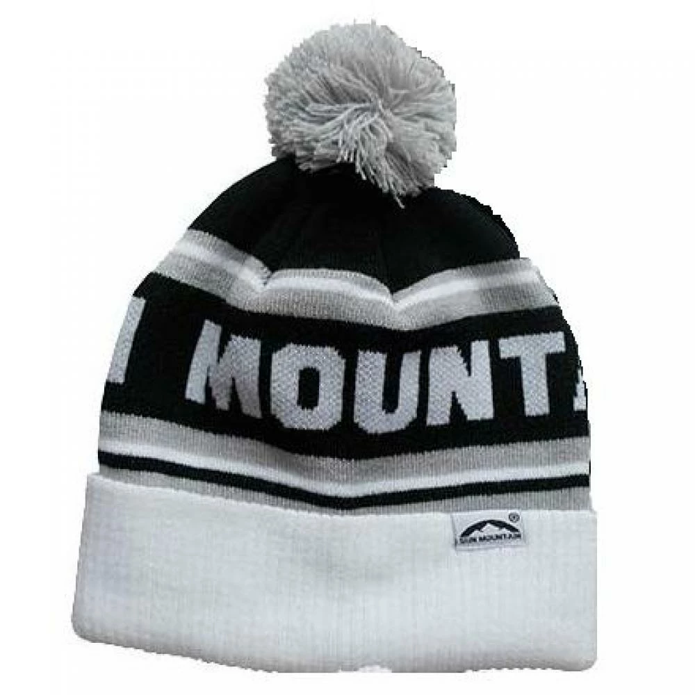 Sun Mountain Knitted Bobble Hat White Black